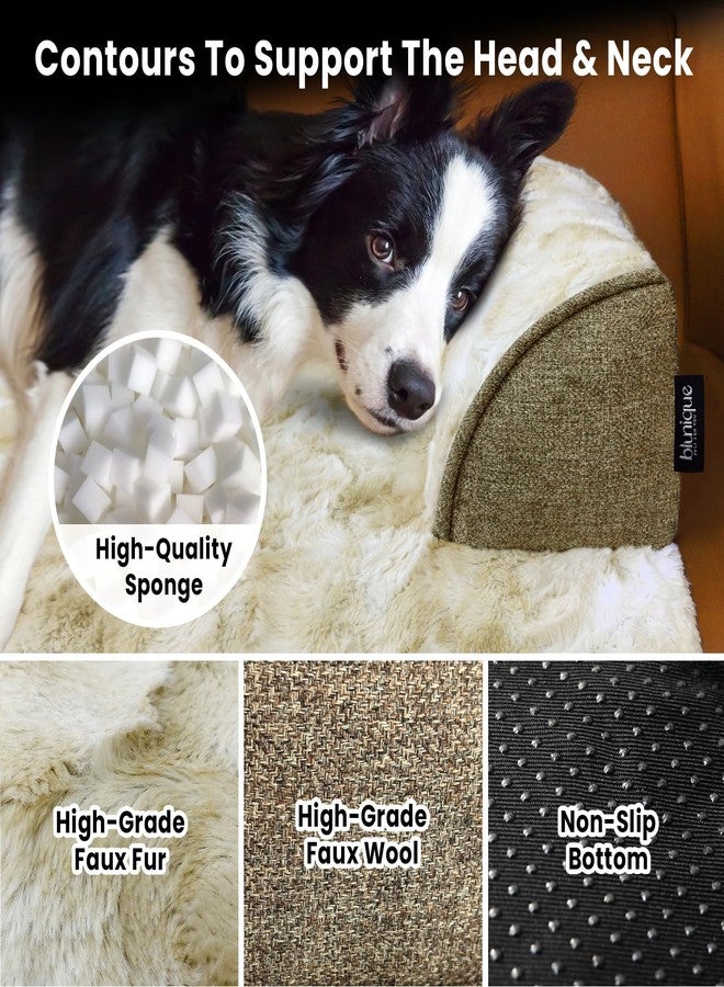 blunique Calming Extra Large Dog Couch Bed, 45 x 37 inch Waterproof Removable Pet Mat Couch Cover for Furniture Protector, Non-Slip Fluffy Pelsbarn Dog Bed for Couch, Sofa, Car - Tie-Dye Khaki - Image 2